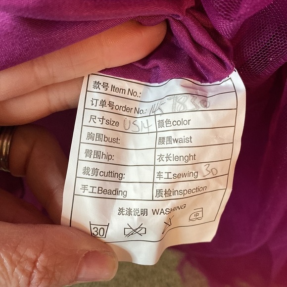 NWOT Raspberry Colored Tulle Dress Size 14 —Perfect Prom Dress - Picture 7 of 9